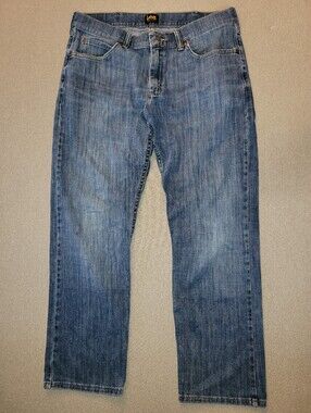 Lee Size 34 X 30 Regular Fit Men's Blue Denim Jeans
